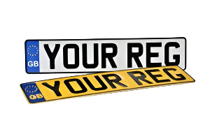 Metal Pressed Number Plate - 520mm x 111mm EU Flag