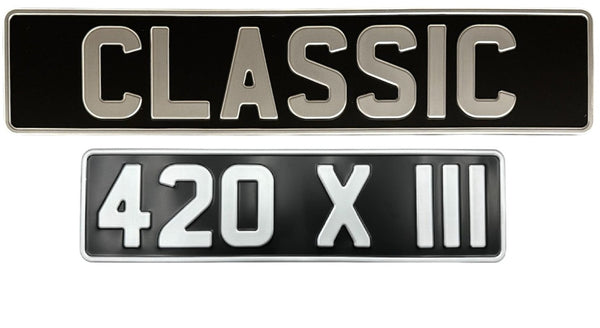 Classic Oblong with 6-Digit Metal Pressed Number Plate – 520 & 420mm x 111mm - Black