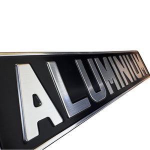 Classic Oblong Metal Pressed Number Plate - 520mm x 111mm - Brushed Silver