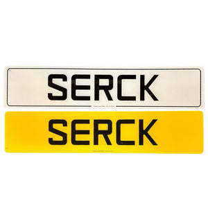 Front and back Serck number plates, both with Serck font