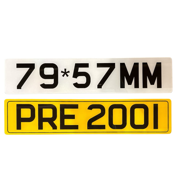 Pre 2001 number plate designs, front and back