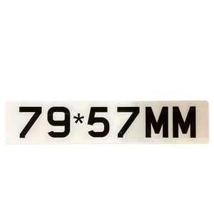 white pre 2001 number plate with black text