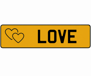 Novelty Metal Hearts Number Plate - Yellow