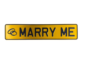Novelty Metal Wedding Number Plate - Yellow
