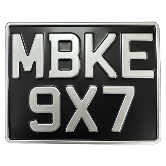 Classic Metal Pressed Motorcycle Number Plate - 9 x 7 Inches