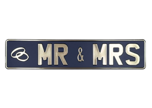 Novelty Classic Metal Wedding Number Plate - Black